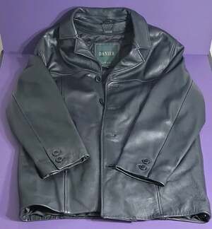 Danier Mens Genuine Leather Car Coat Jacket Black Medium 40-42 Canada Lined